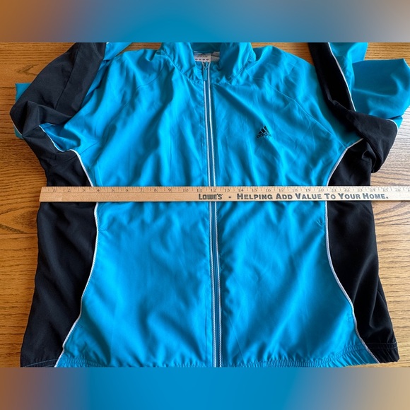 Adidas Women’s Size XL Full Zip Retro Jacket Blue Black Workout Windbreaker‎ - Picture 3 of 7